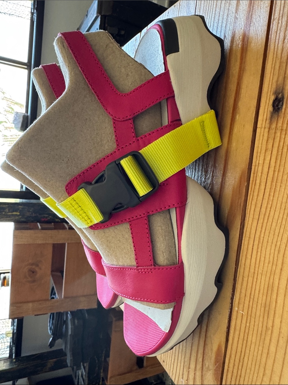 Sorel Hot Pink and Neon Yellow Sport Sandals - Picture 6 of 7